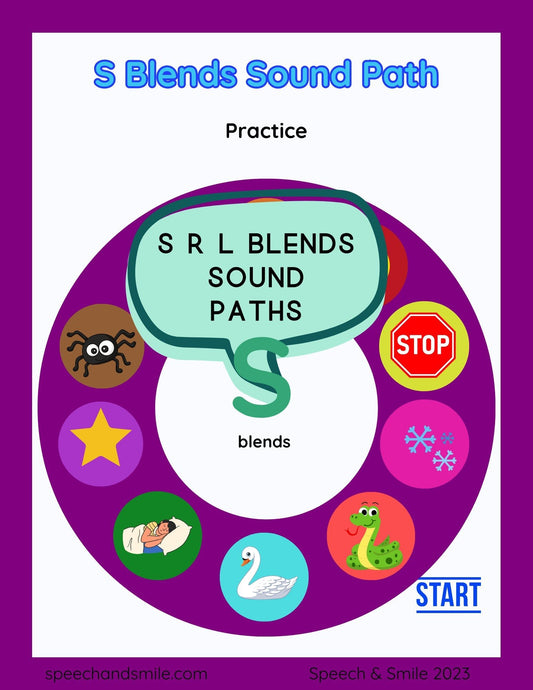BLENDS Sound Worksheet for Cluster Sounds Printable Blends Activity Speech Therapy - Speech and Smile