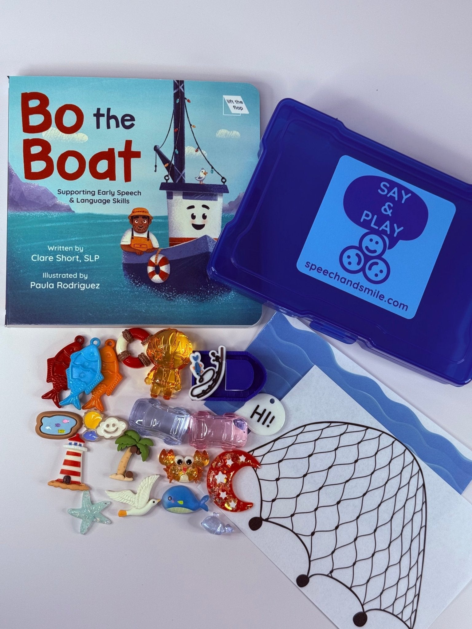 Bo the Boat Lift - the - Flap Book Companion Mini Objects Story Kit for Speech Therapy CVC Words | Preschool Language Play - Speech and Smile