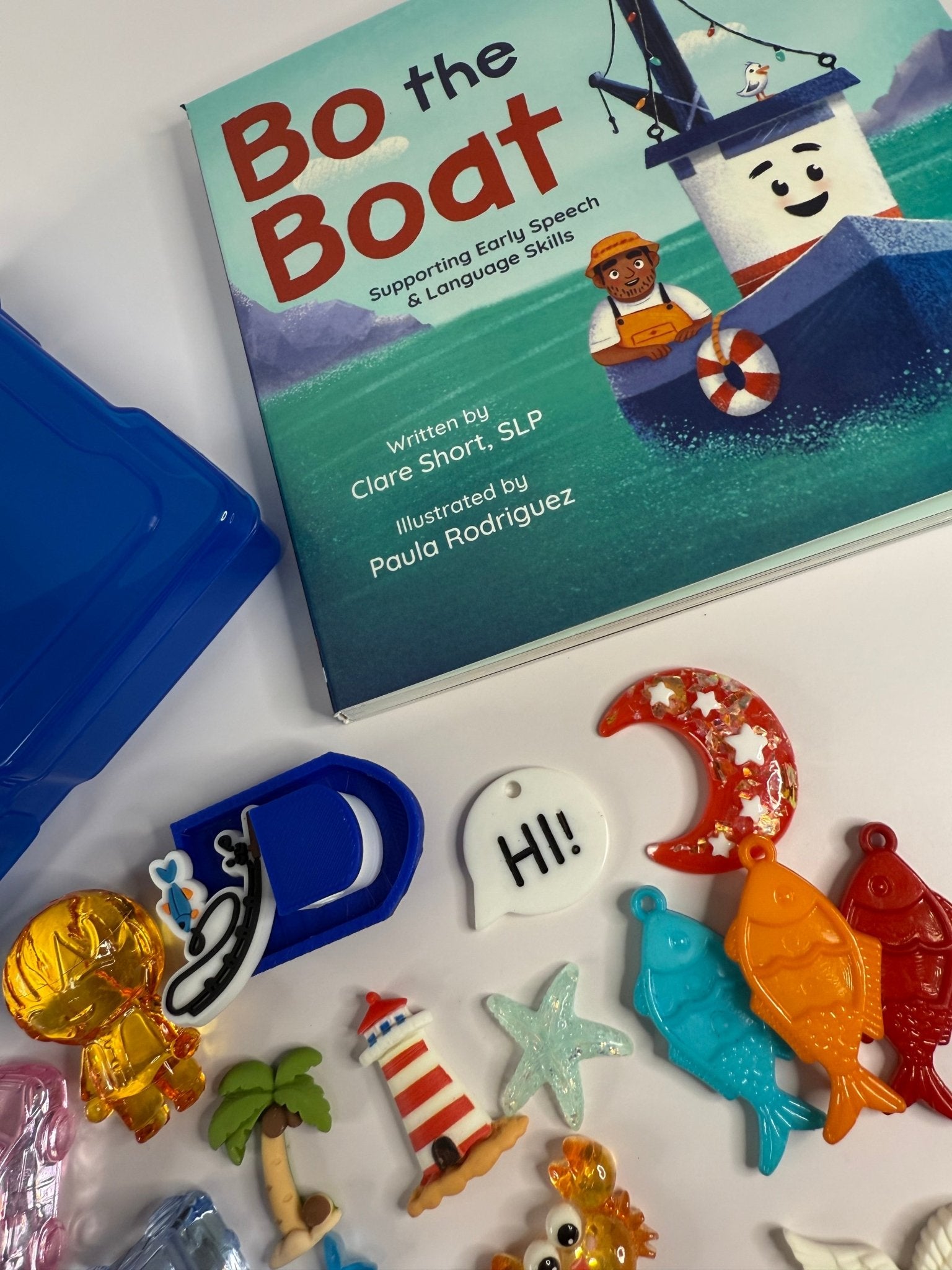 Bo the Boat Lift - the - Flap Book Companion Mini Objects Story Kit for Speech Therapy CVC Words | Preschool Language Play - Speech and Smile