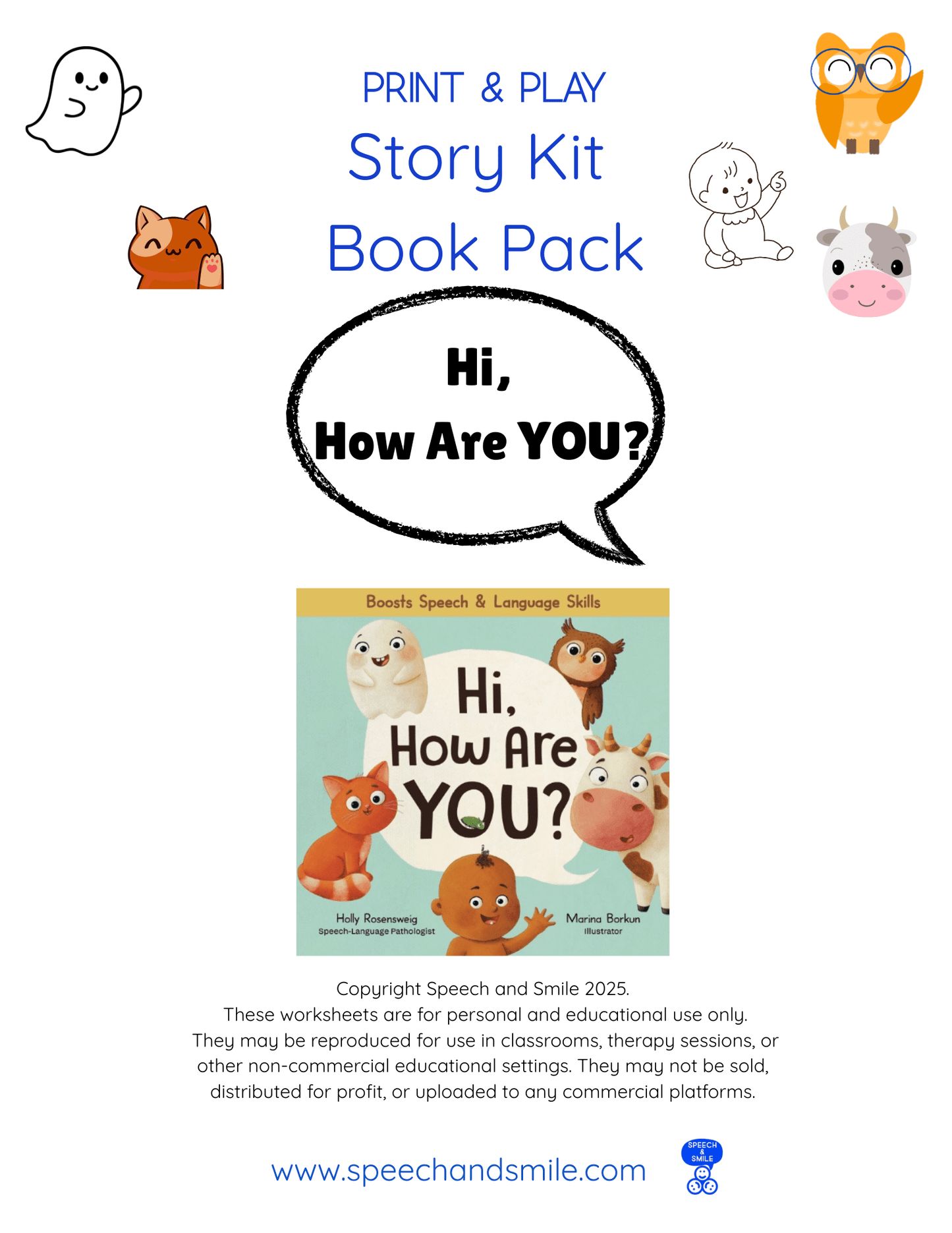 Book Pack Hi How Are You Printable Activities Download - Speech and Smile