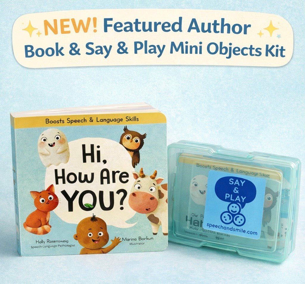 Book with Objects - Hi How are You Early Sounds Story Kit INCLUDES BOOK - Mini Objects Speech Therapy - Speech and Smile