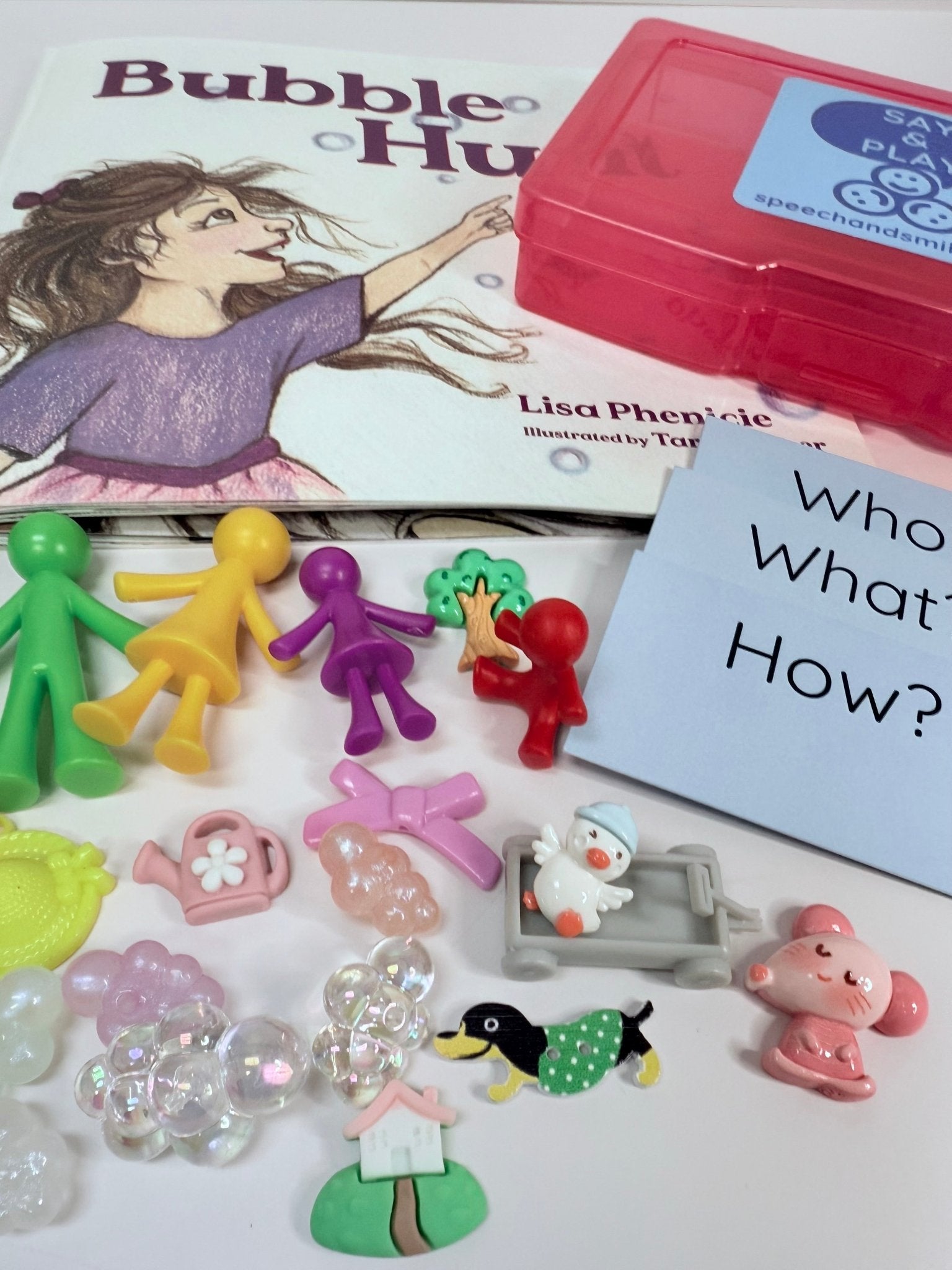 Bubble Hunt Book & Story Kit – Speech Therapy Mini Objects, Early Childhood Language, Book About Bubbles, Interactive Speech Therapy Book - Speech and Smile