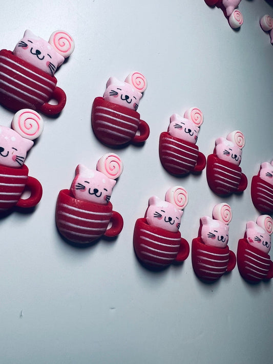 Cat in a Cup Trinket - Pink Cat Object - Mini Cat Object - Pet Trinkets - Speech Therapy Mini Objects - Doodads - Trinkets - Cabochons - Speech and Smile