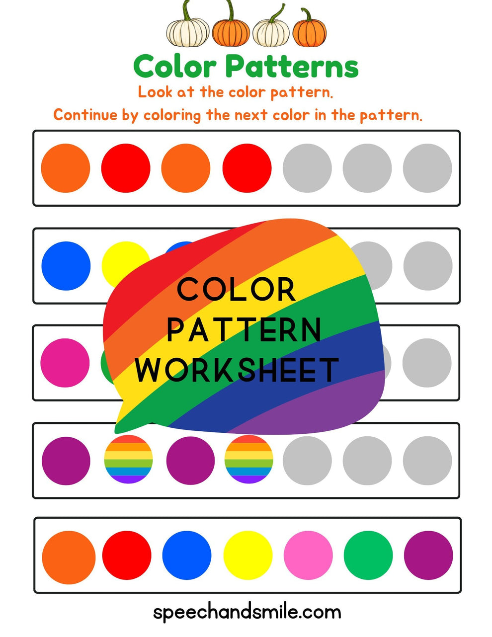 Color Pattern Worksheet Empty Color Pattern Worksheet – Speech and Smile