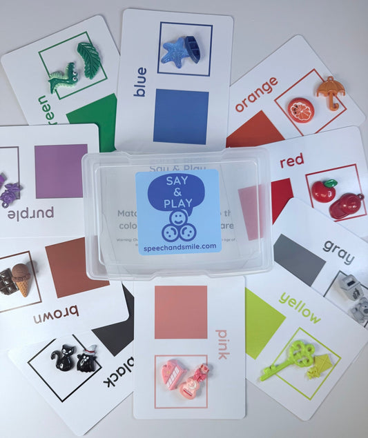 Color Sorting Task Box with mini objects and cards - Preschool Colors Set - Speech and Smile