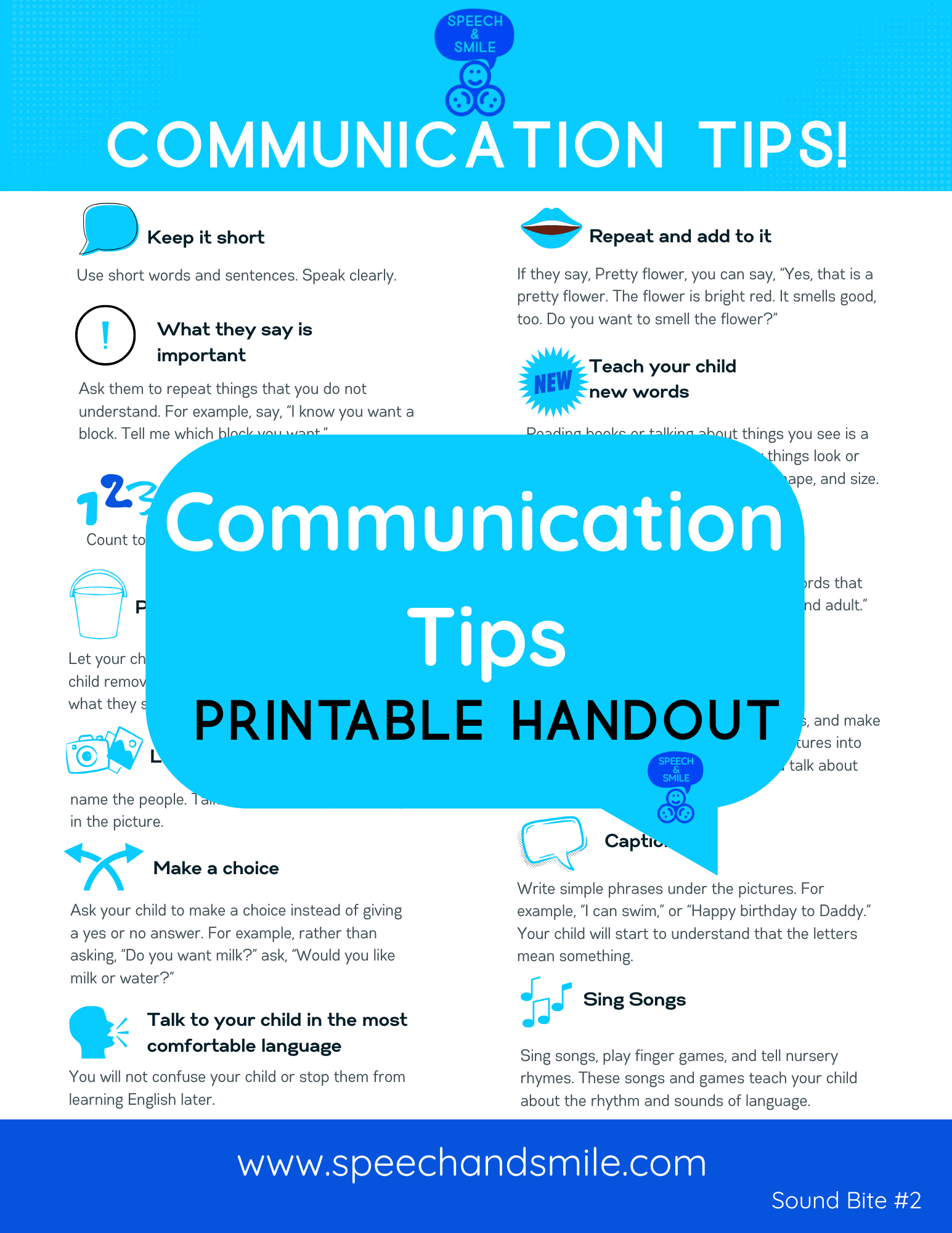 Communication Tips Handout – Sound Bite 2 (Printable Download) - Speech and Smile