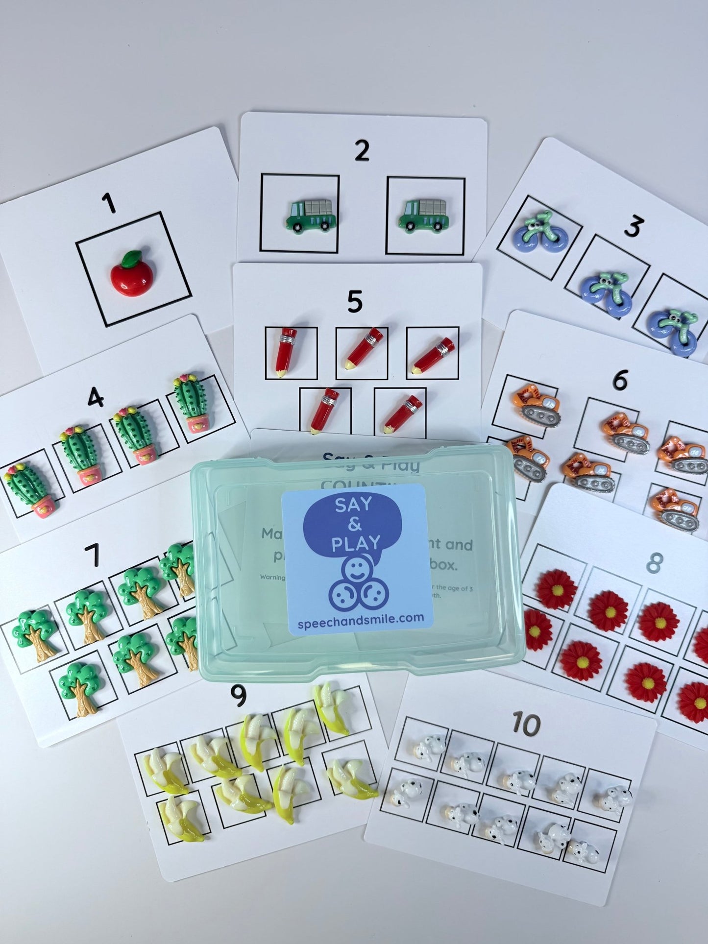 Counting Task Box with Mini Objects | Numbers & Quantity | Play - Based Learning Tool - Speech and Smile