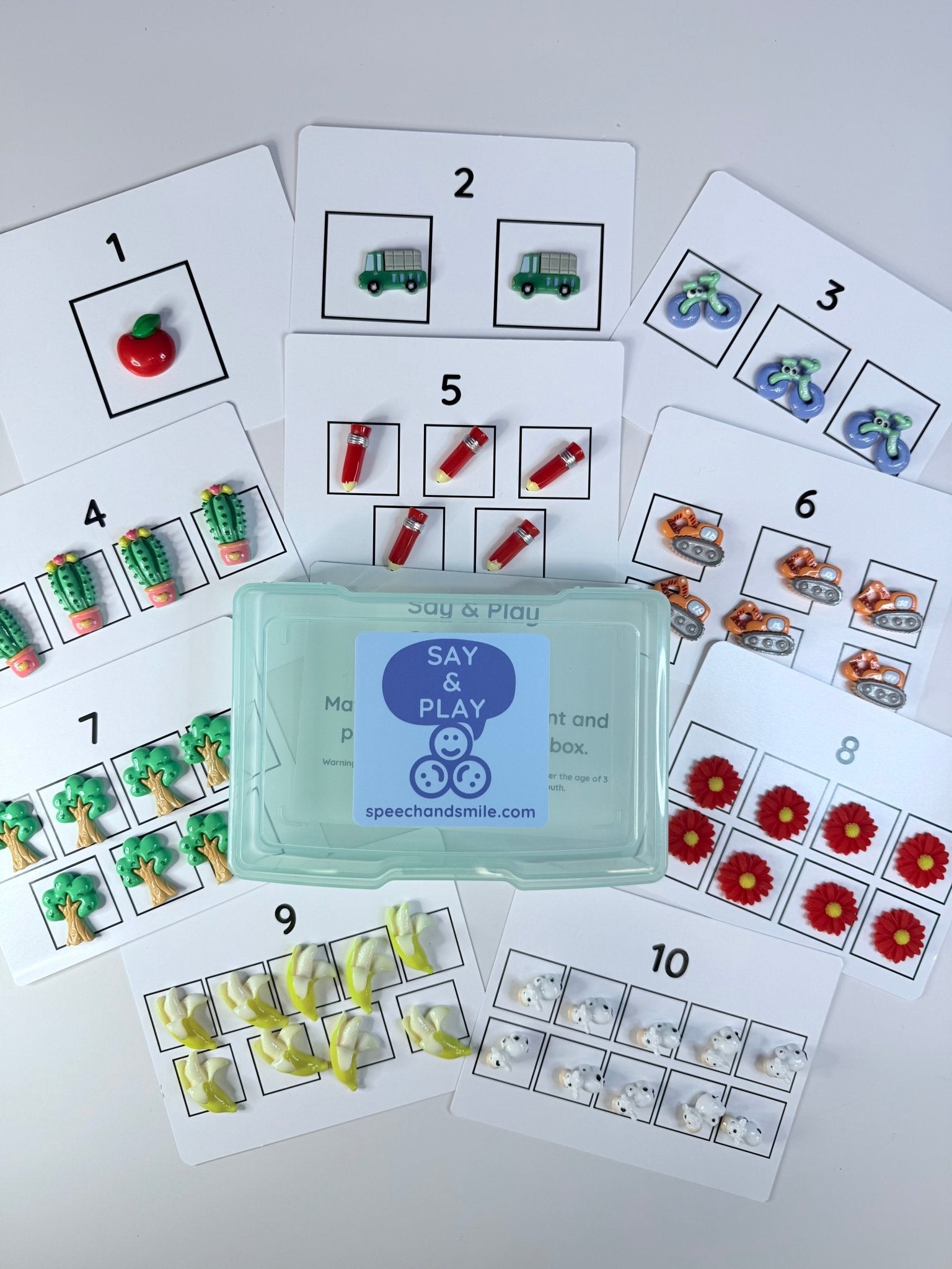 Counting Task Box with Mini Objects | Numbers & Quantity | Play - Based Learning Tool - Speech and Smile