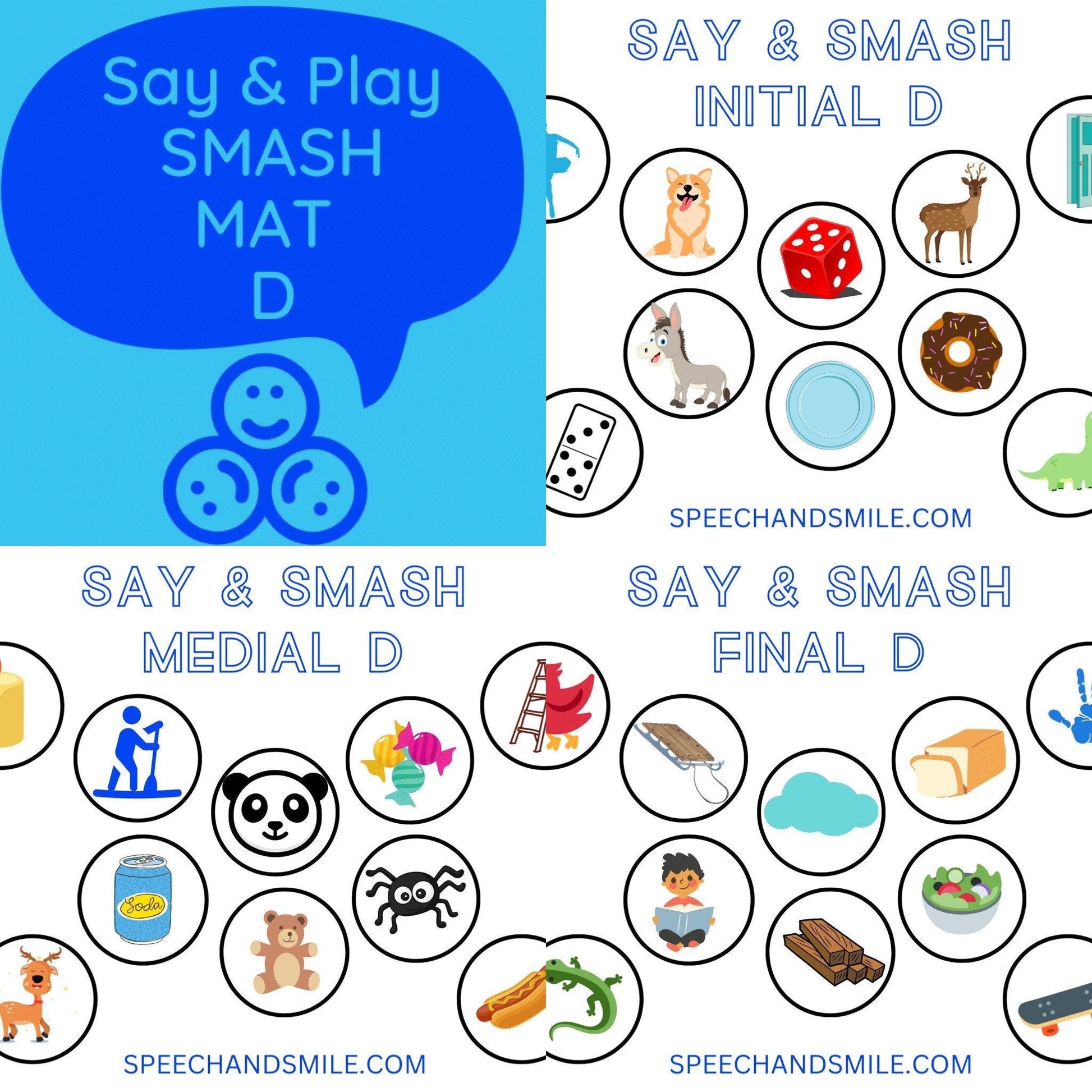 D Sound Smash Mat for Play Dough - Speech Therapy Materials - Speech Therapy - Speech and Smile - Speech Therapy Tools - Letter D Activity SLP - Speech and Smile