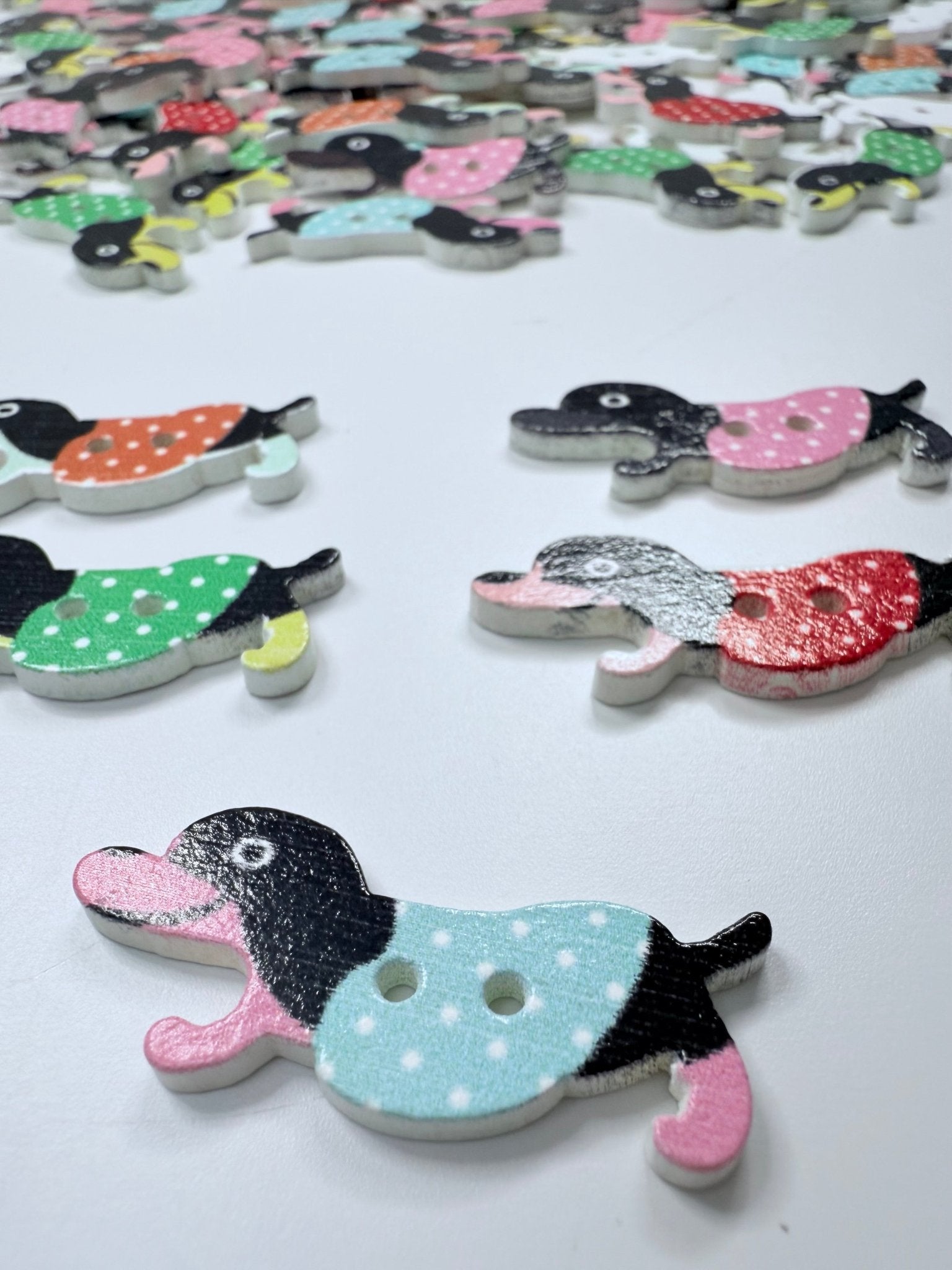 Dachshund Dog Trinkets Bulk – Wood Dog Button Set of 5 – Pet Theme Mini Objects – Dachshund Buttons for Crafts & Speech Therapy - Speech and Smile
