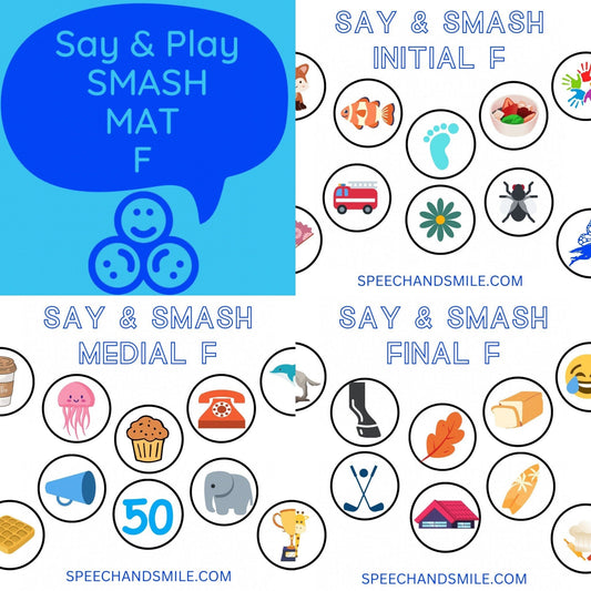 F Sound Smash Mats - Printable Speech Therapy Materials - Speech Therapy - Speech and Smile - Speech Therapy Tools - Letter F Activity - Speech and Smile