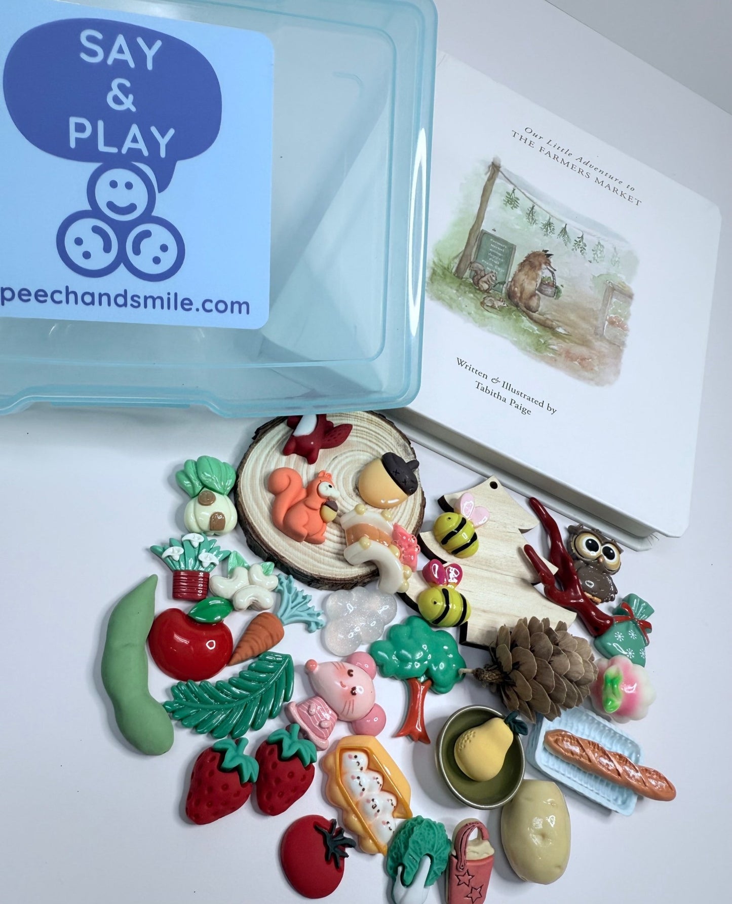 Farmers Market Book and Story Kit Mini Objects for Speech Therapy Tabitha Paige SLP Book - Speech and Smile