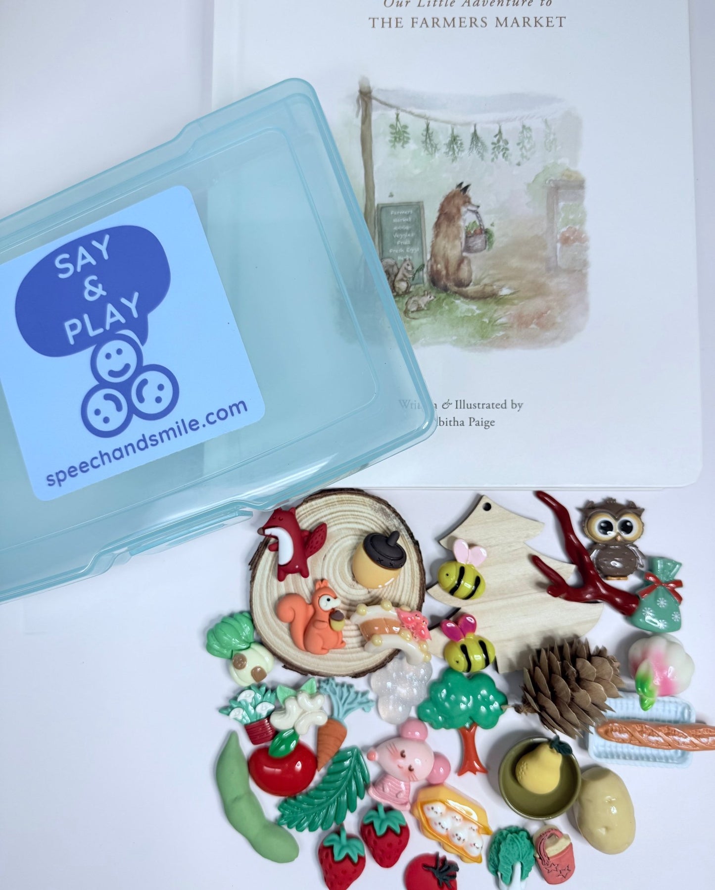 Farmers Market Book and Story Kit Mini Objects for Speech Therapy Tabitha Paige SLP Book - Speech and Smile