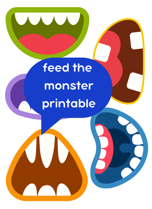 Feed the Monster PRINTABLE Monster Mouths to pair with mini objects speech therapy - Speech and Smile