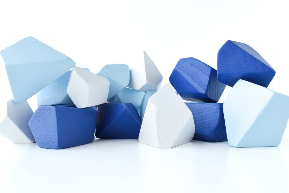 Arctic Building Blocks Rock Blocks Blue White - Set of 16 Montessori
