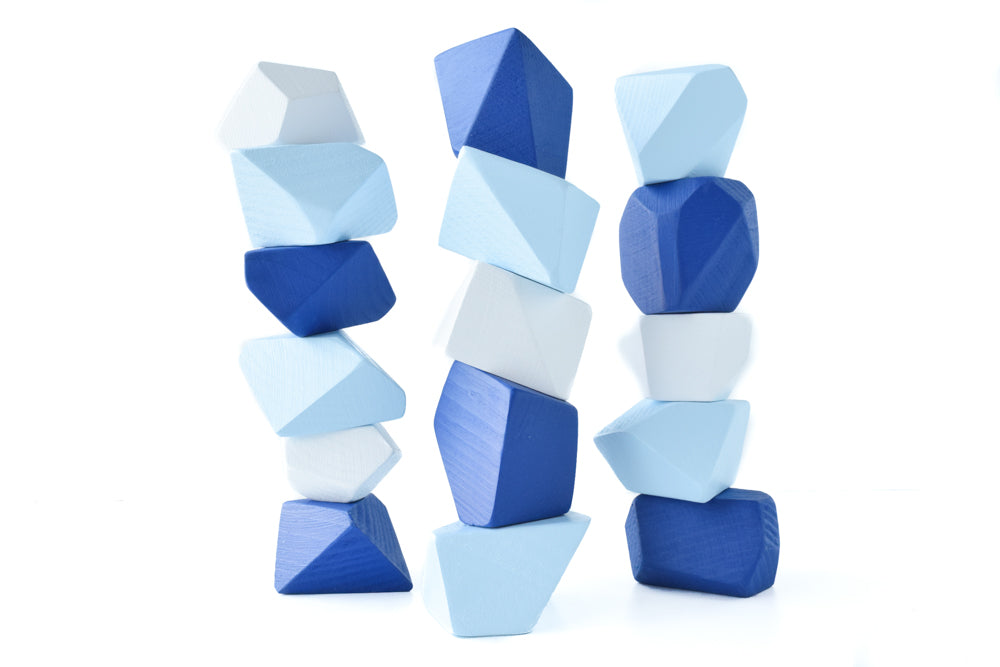 Arctic Building Blocks Rock Blocks Blue White - Set of 16 Montessori