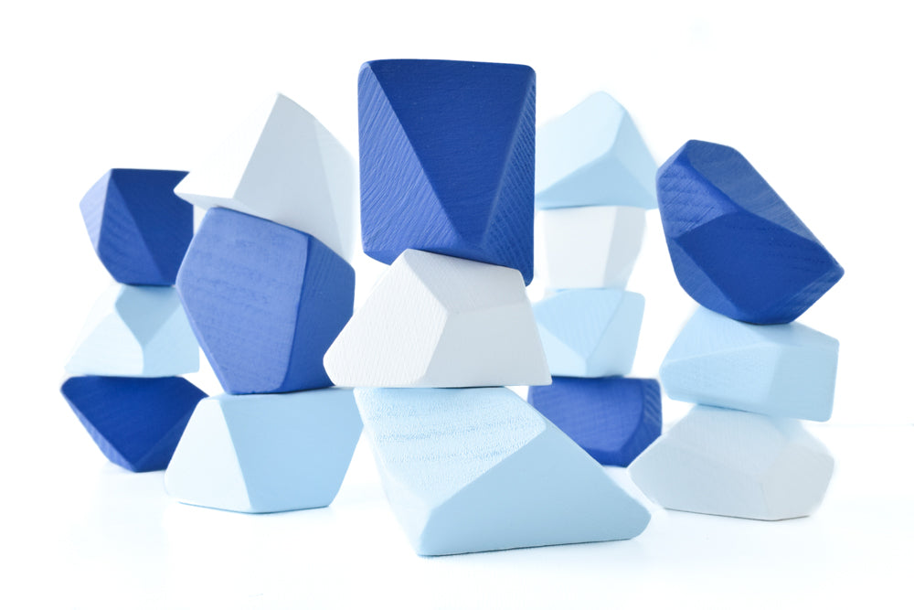 Arctic Building Blocks Rock Blocks Blue White - Set of 16 Montessori