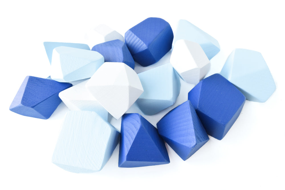 Arctic Building Blocks Rock Blocks Blue White - Set of 16 Montessori