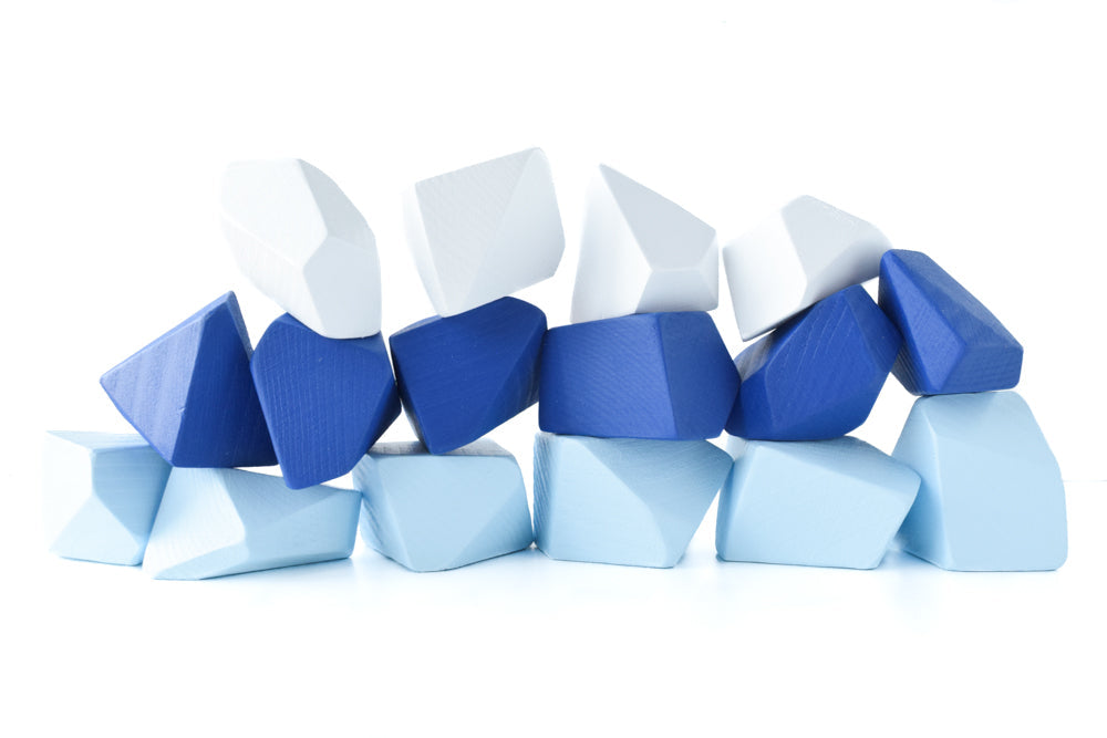 Arctic Building Blocks Rock Blocks Blue White - Set of 16 Montessori