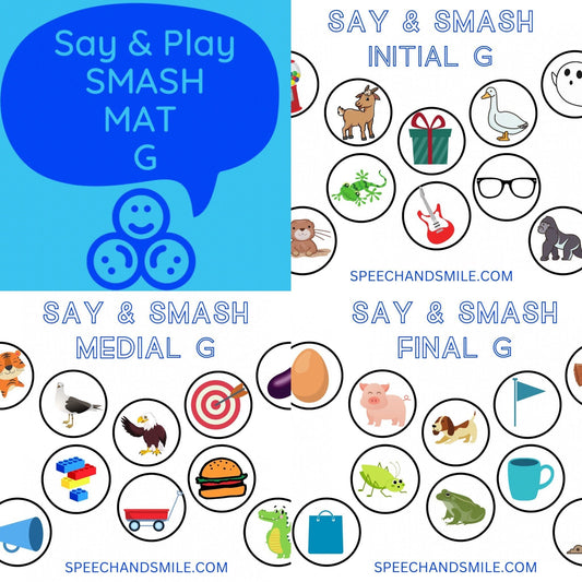 G Sound Smash Mat - Play Dough Smash Mat - Speech Therapy Materials - Speech Therapy - Speech and Smile - Speech Therapy Tools - Letter G Activity SLP - Speech and Smile