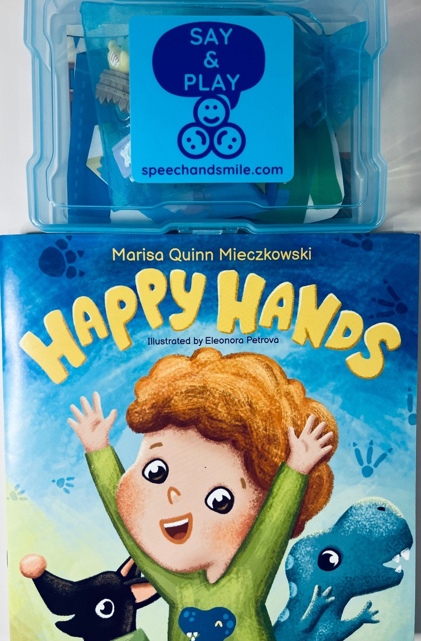 Happy Hands Book Story Kit – Mini Objects for Speech Therapy | Autism Sensory Tools | Classroom Literacy Kit - Speech and Smile