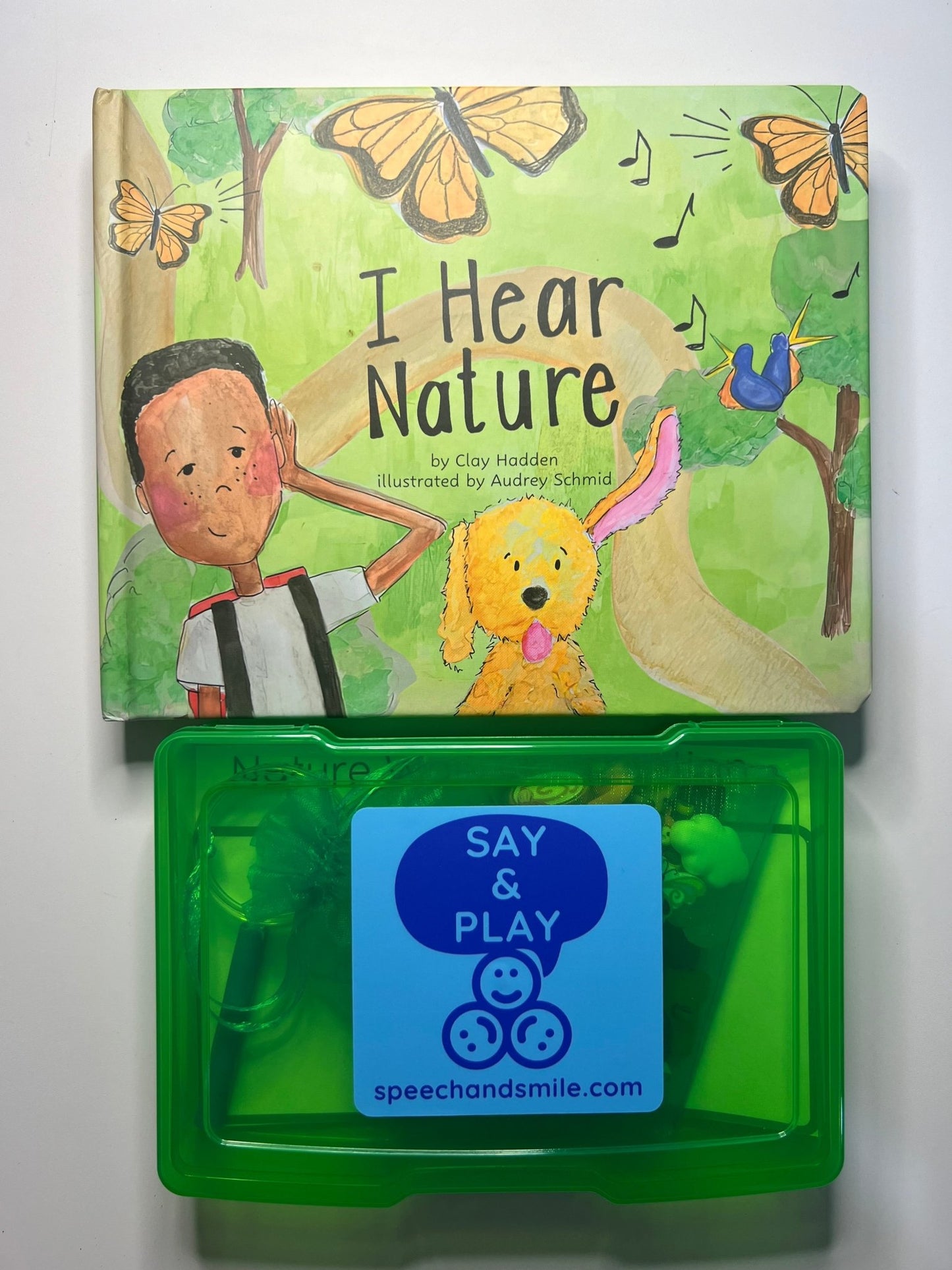 I Hear Nature Story Kit with Mini Objects Speech Therapy - INCLUDES BOOK Story Props Nature Woodland Trinkets Language Task Box - Speech and Smile