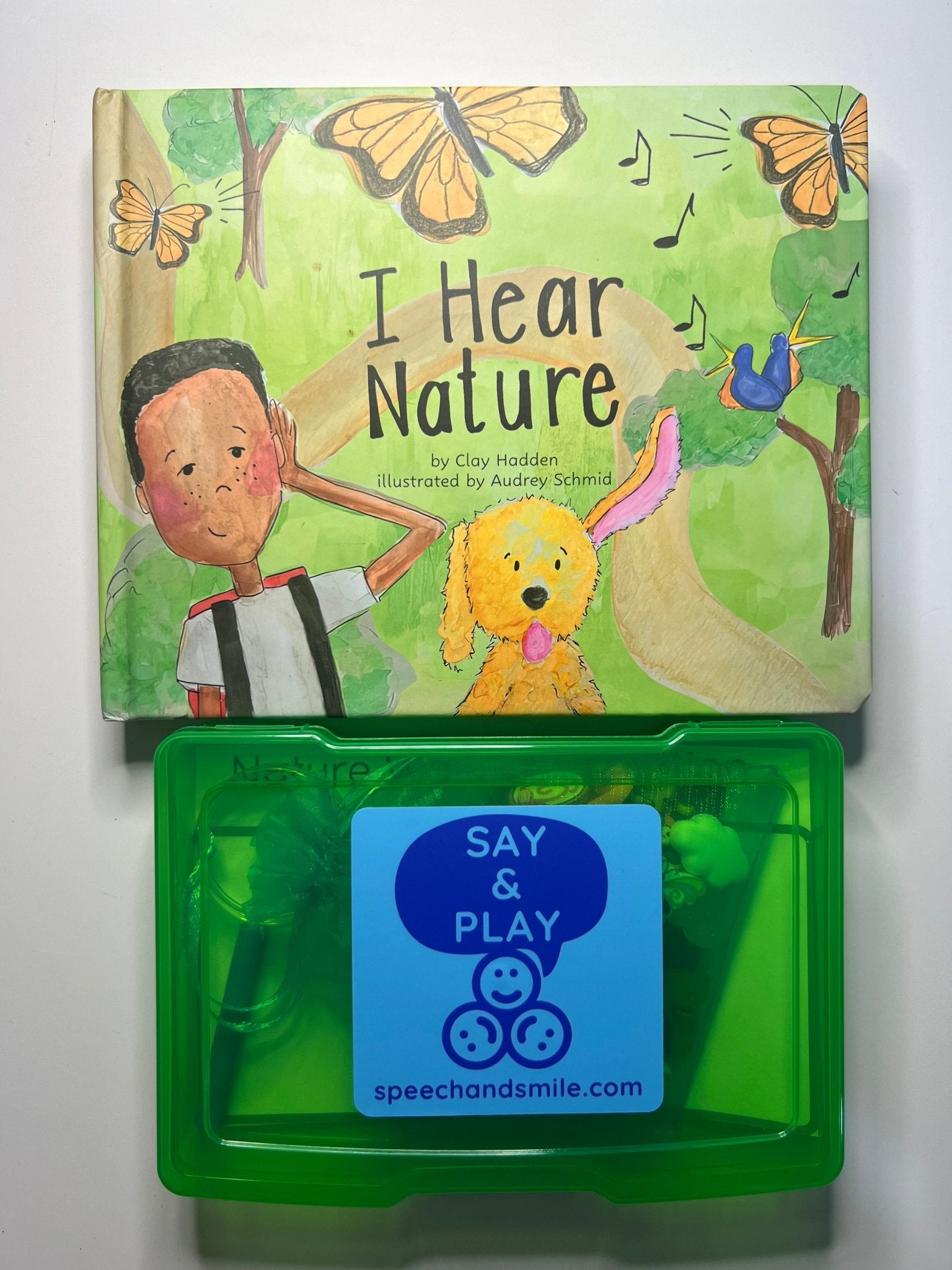 I Hear Nature Story Kit with Mini Objects Speech Therapy - INCLUDES BOOK Story Props Nature Woodland Trinkets Language Task Box - Speech and Smile