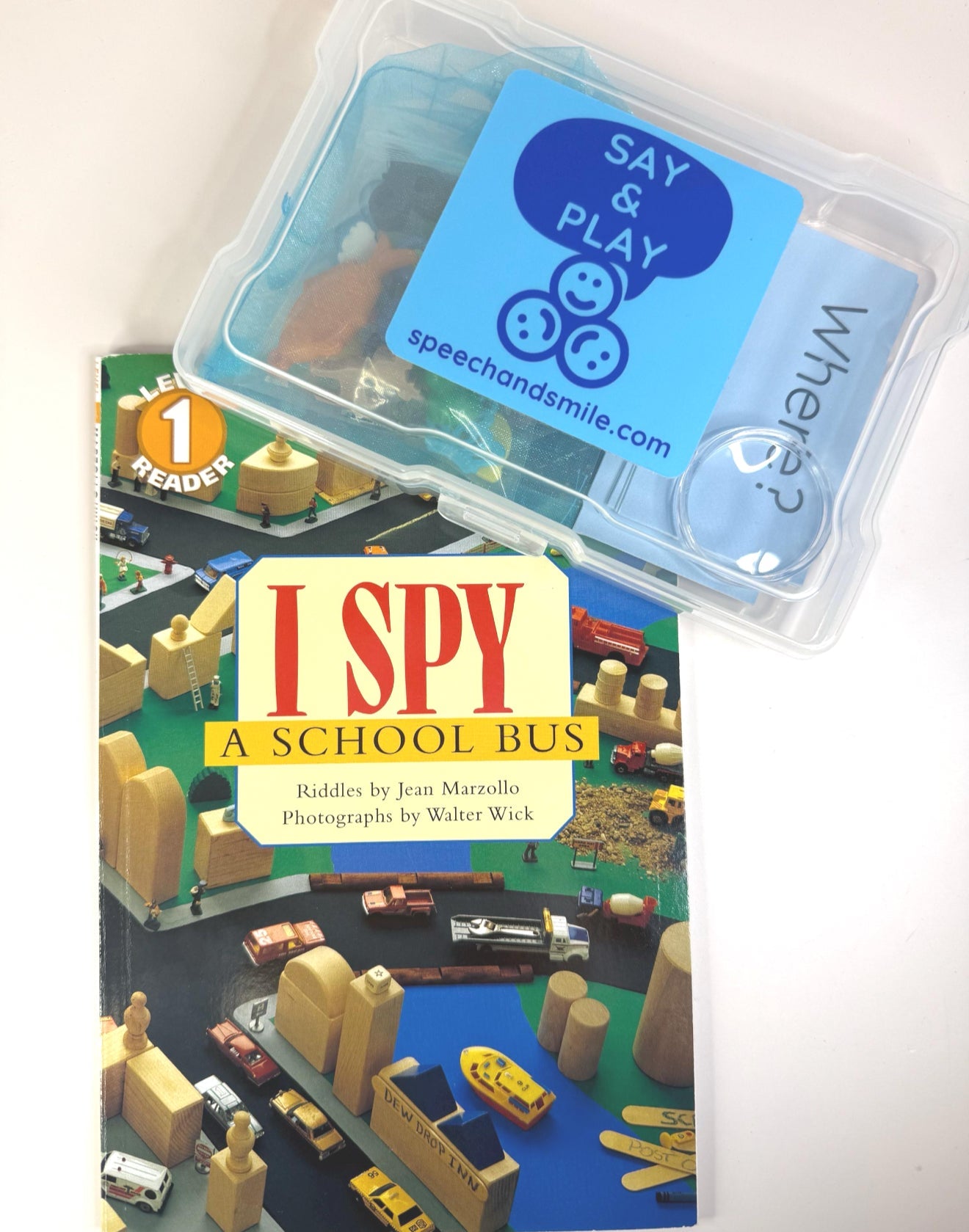 I Spy Story Kit Mini Objects Speech Therapy - INCLUDES BOOK Level One Reader Book Companion Activity I Spy Trinkets - Speech and Smile