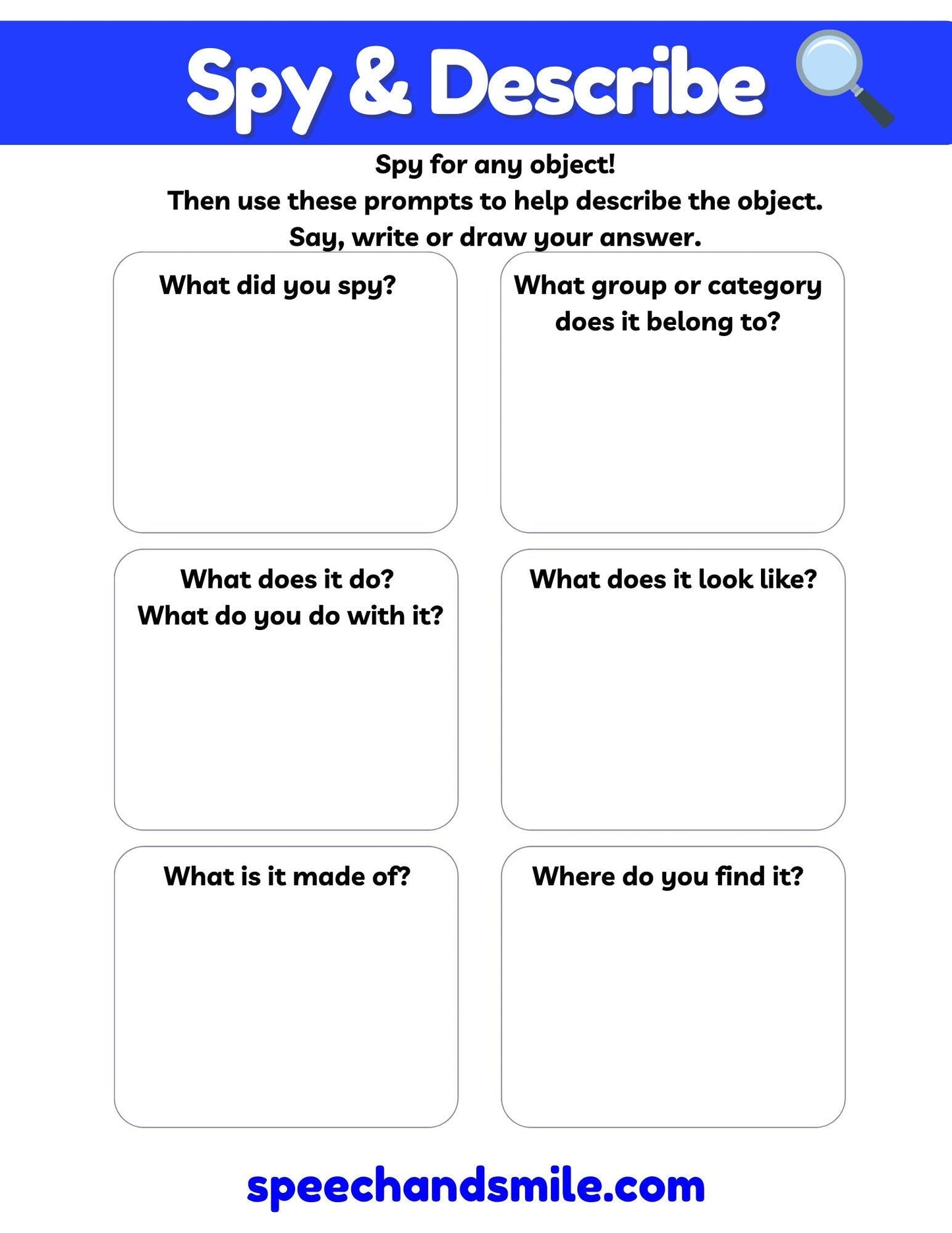 I Spy Work sheets to use with Trinkets and Mini Objects - I Spy Extension Printable Worksheets - Speech and Smile