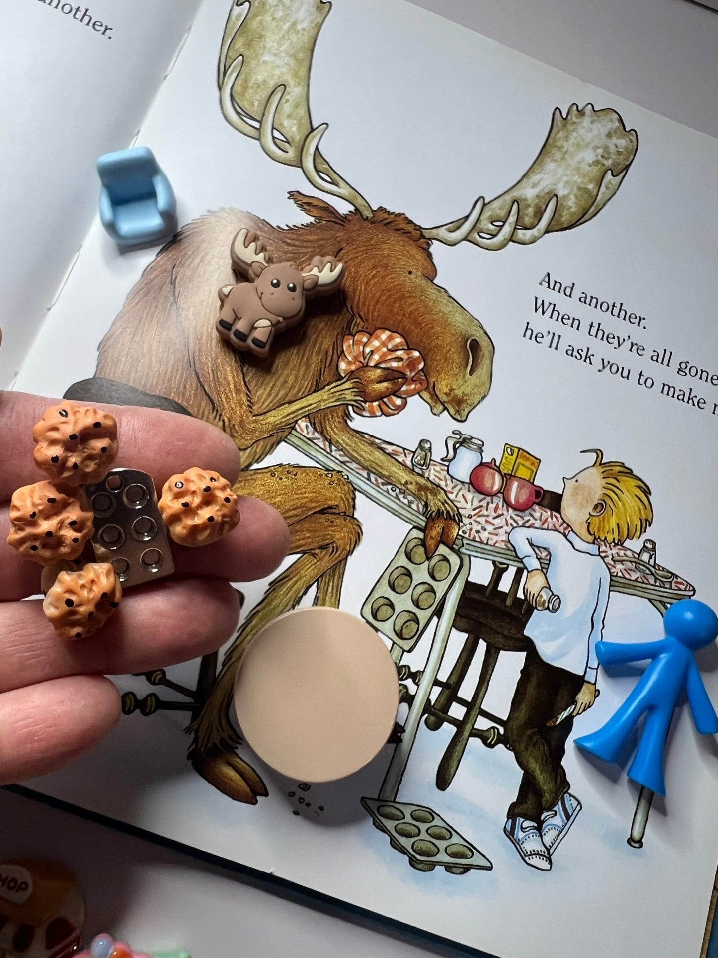 If You Give a Moose a Muffin Book Story Kit Mini Objects Seech Therapy INCLUDES BOOK Say and Play Book Activity - Speech and Smile