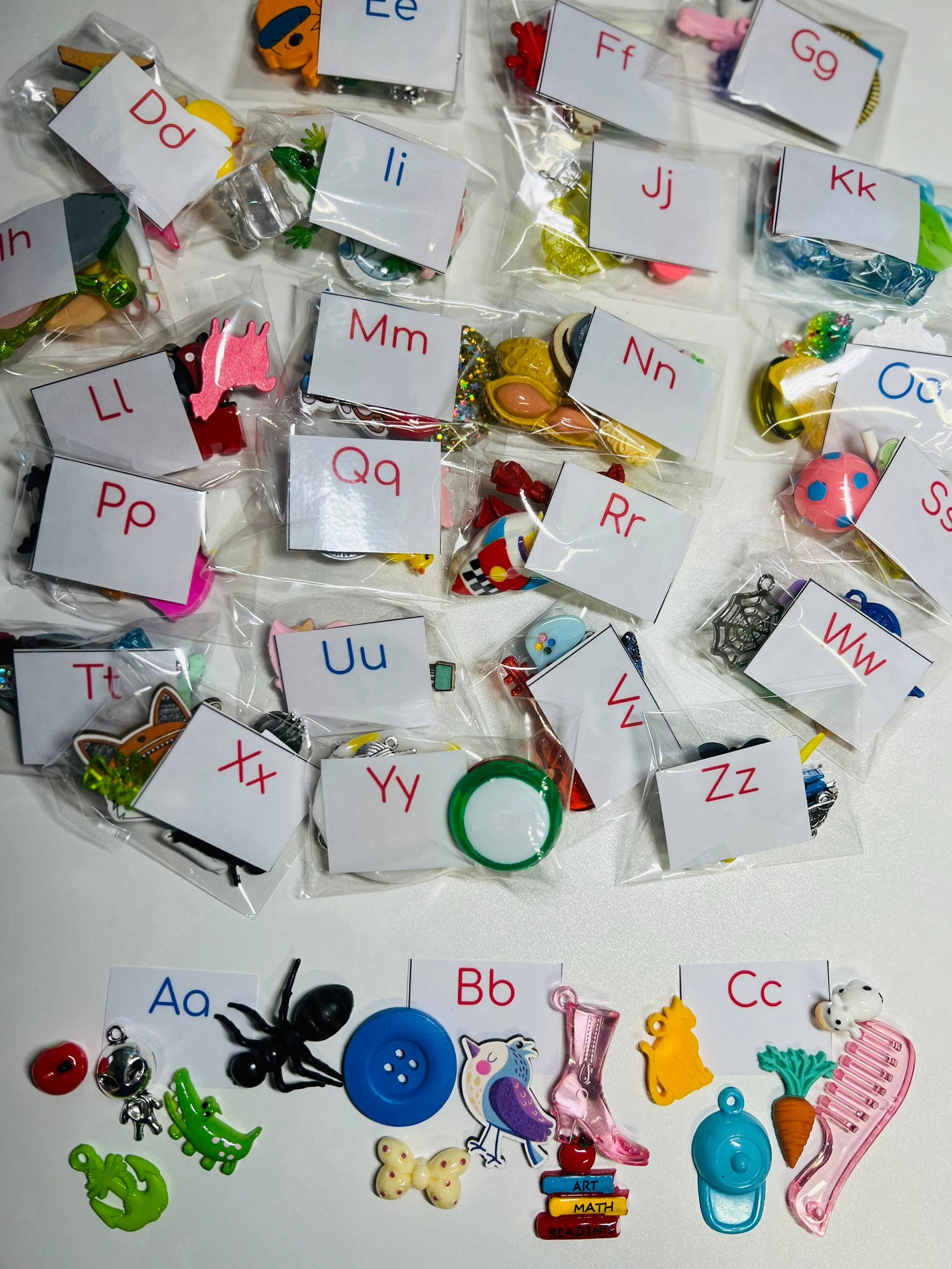 Alphabet Trinkets 5 per Letter Alphabet Objects in bags No Storage -Be ...