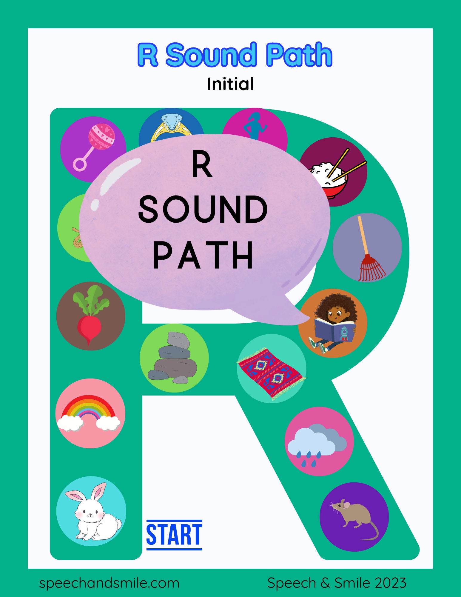 R Sound Worksheet-Sound Path /R/ Speech Therapy-Articulation Games Wor ...