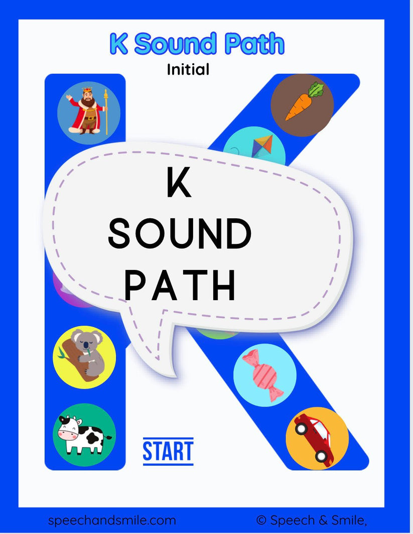 Making K Sound K Sound Printable Sound Paths for Speech Therapy- Articulation Games W ...