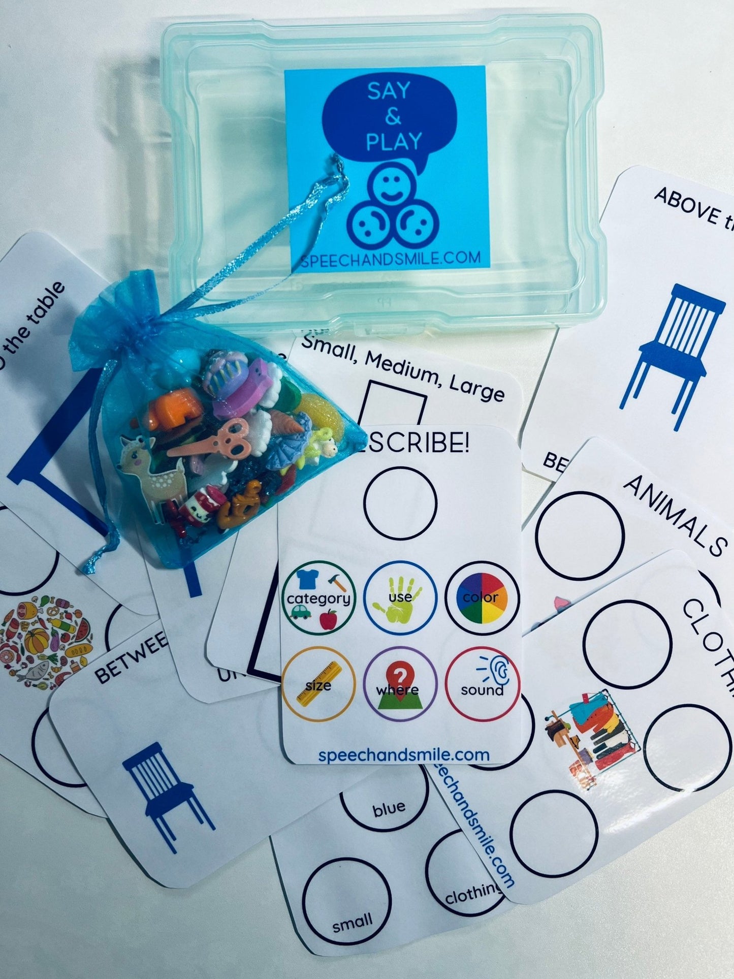 LANGUAGE Task Box with Mini Objects Speech Therapy Activity Box Language Concepts Box Speech Therapy Activity - Speech and Smile