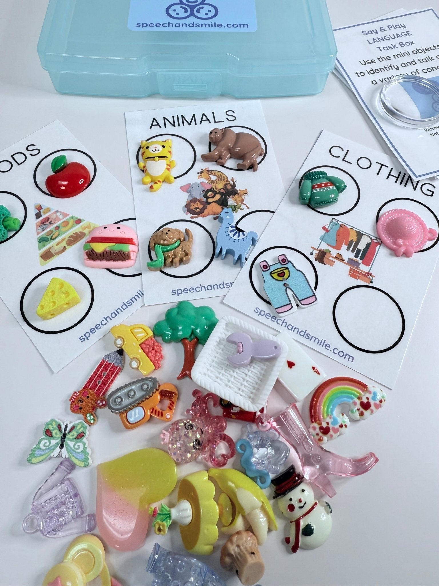 LANGUAGE Task Box with Mini Objects Speech Therapy Activity Box Language Concepts Box Speech Therapy Activity - Speech and Smile