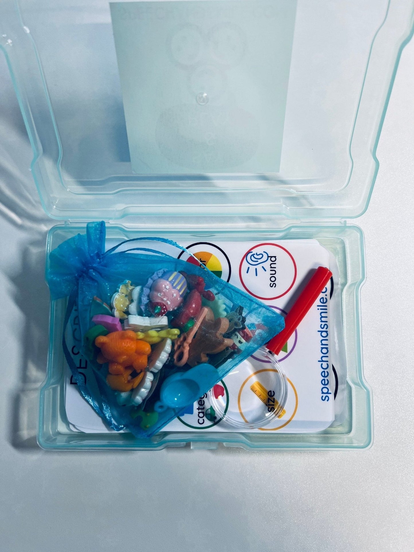 LANGUAGE Task Box with Mini Objects Speech Therapy Activity Box Language Concepts Box Speech Therapy Activity - Speech and Smile