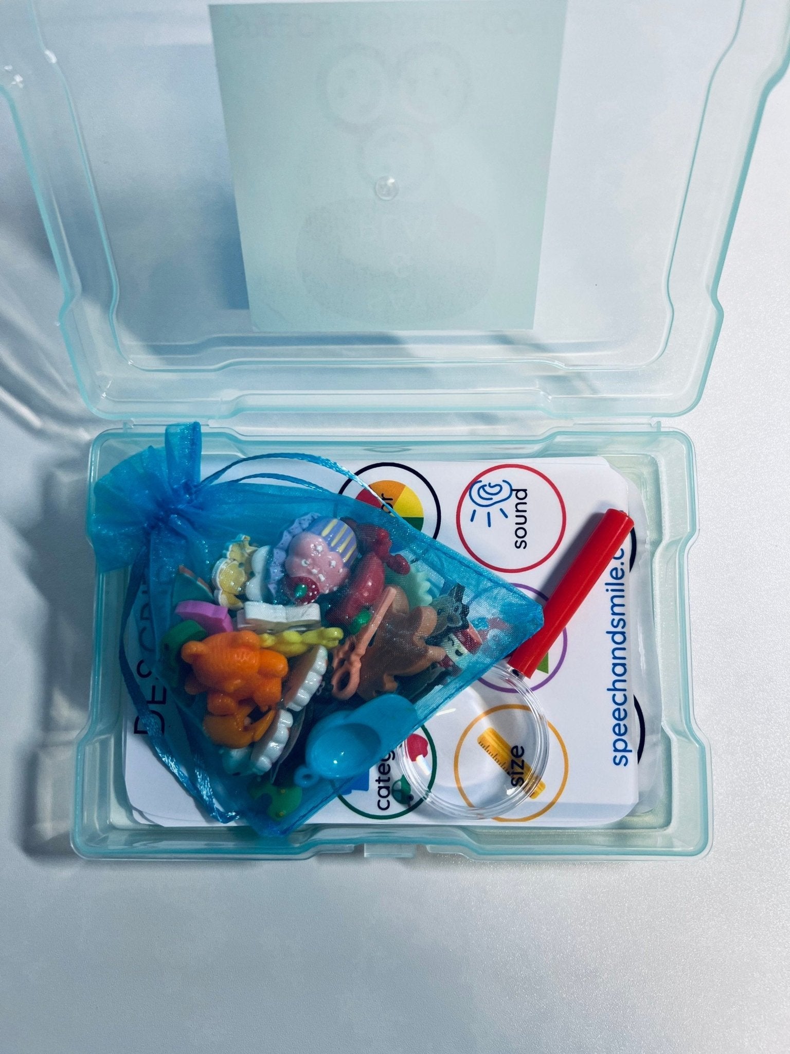 LANGUAGE Task Box with Mini Objects Speech Therapy Activity Box Language Concepts Box Speech Therapy Activity - Speech and Smile