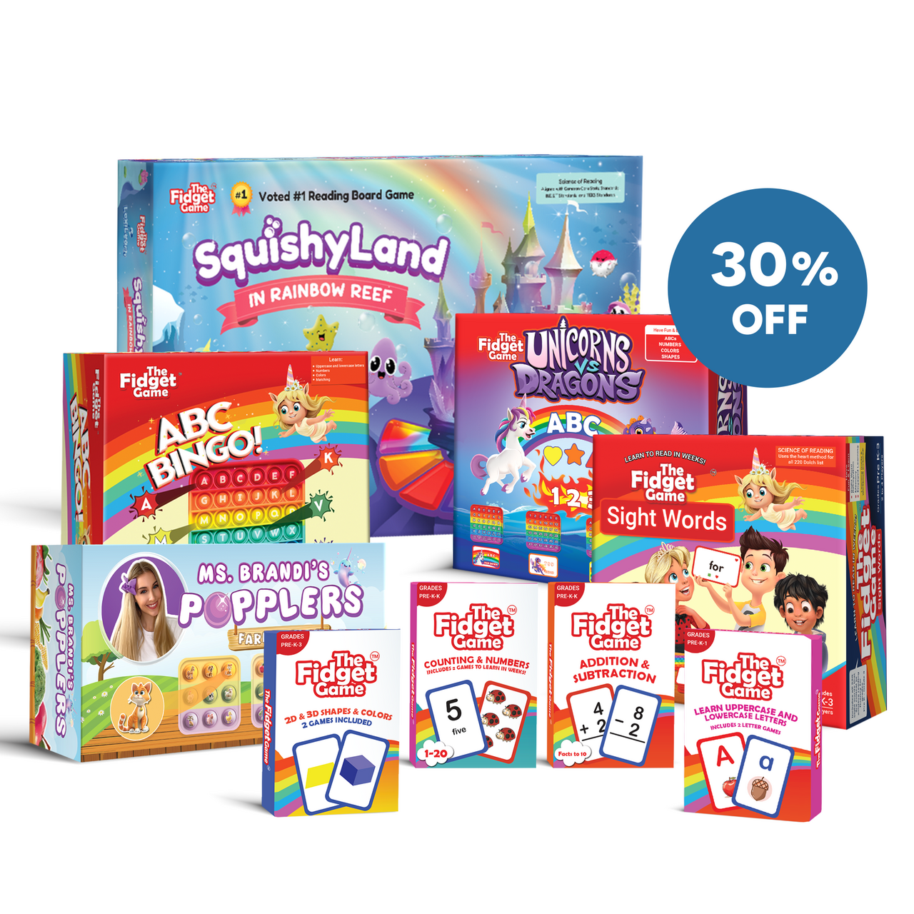 ABC BINGO The Fidget Game ABC Bingo, Games for Kids - Six Educational Alphabet Bingo Popping Mats for Preschool, Toddlers, Kindergarten - Learning Activities for 2-6 Players 3+ Years