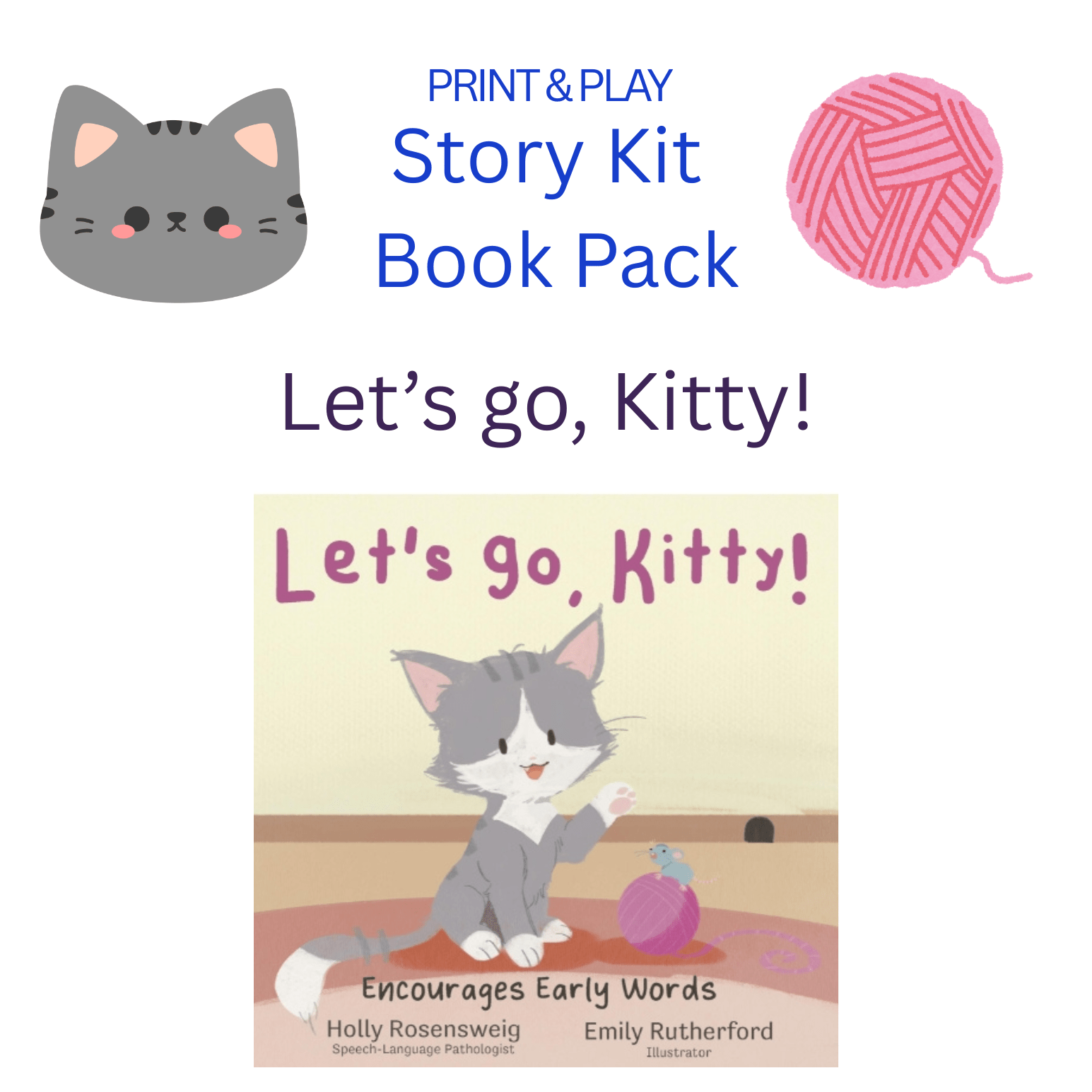 Lets go Kitty PRINTABLE ACTIVITIES Instant Download Book Extension - Speech and Smile