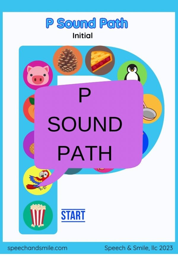 Letter P Sound Path Worksheet - P Sound Game - Articulation Game Printable P Worksheet - Speech and Smile