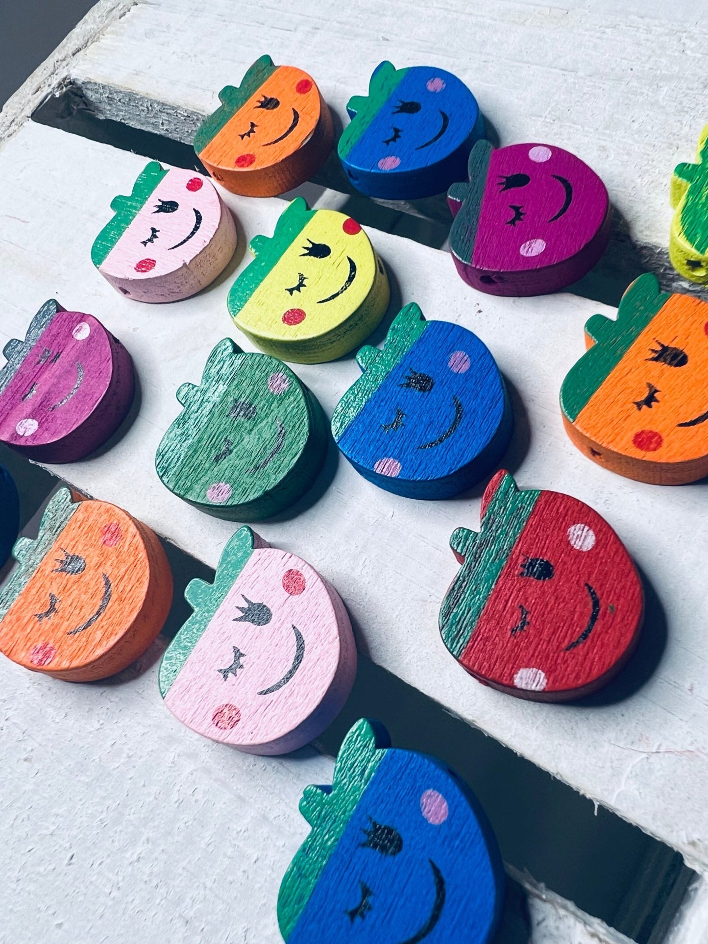Letter W Alphabet Objects Wink Miniature Wood APPLE Bead Mini Apple Trinkets Mini Objects Speech Therapy Fruit Trinkets - Speech and Smile