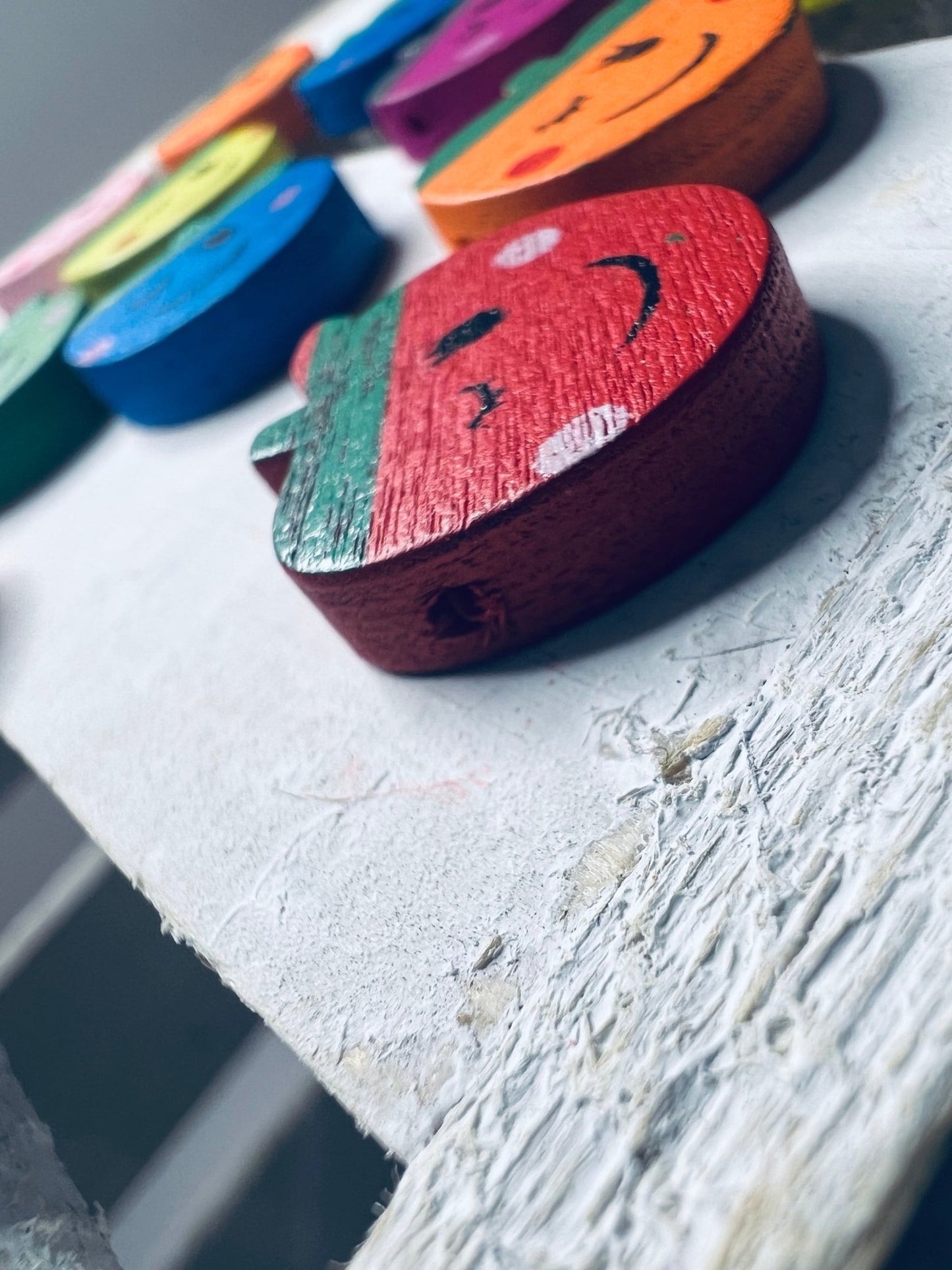 Letter W Alphabet Objects Wink Miniature Wood APPLE Bead Mini Apple Trinkets Mini Objects Speech Therapy Fruit Trinkets - Speech and Smile