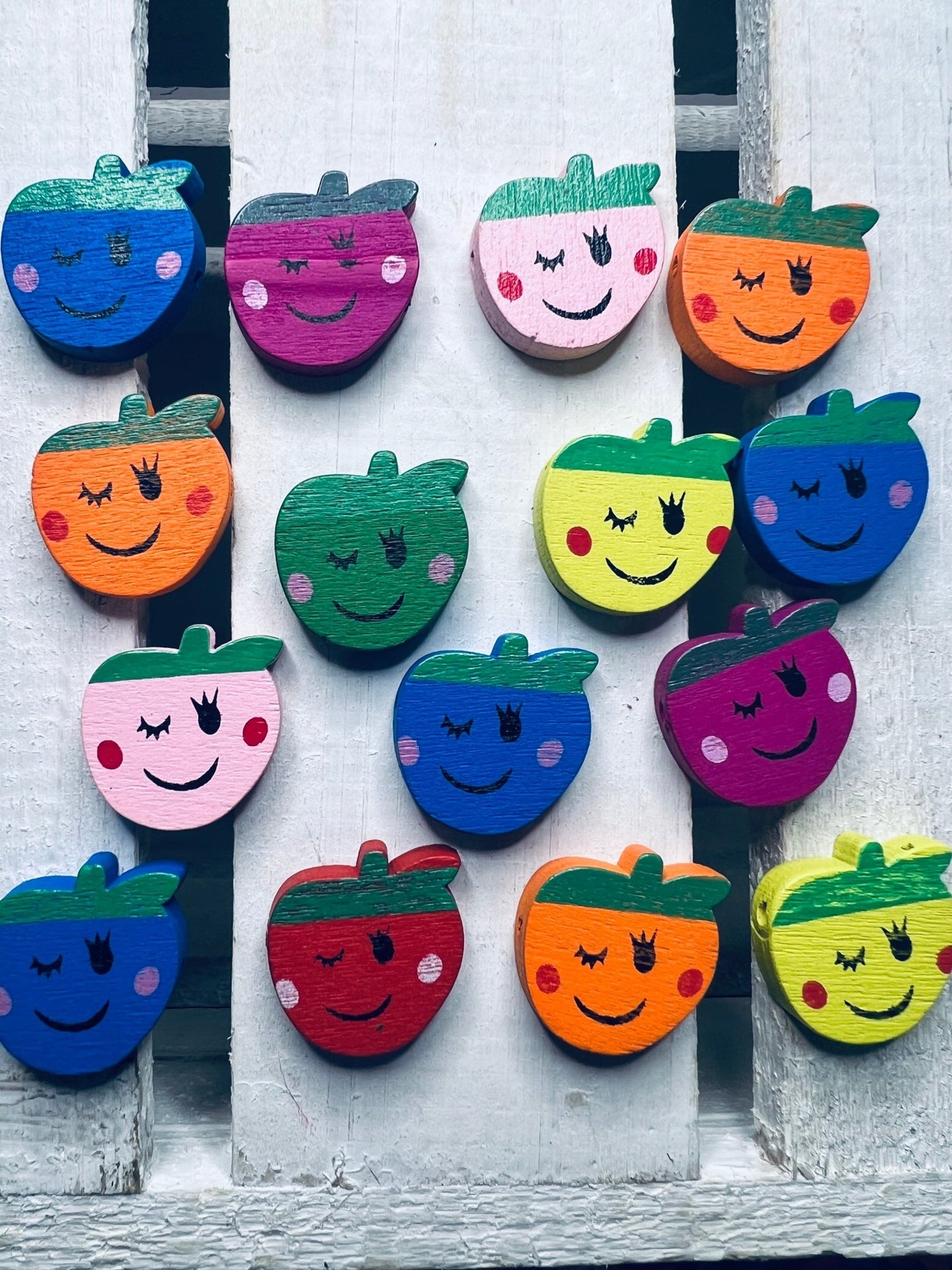 Letter W Alphabet Objects Wink Miniature Wood APPLE Bead Mini Apple Trinkets Mini Objects Speech Therapy Fruit Trinkets - Speech and Smile