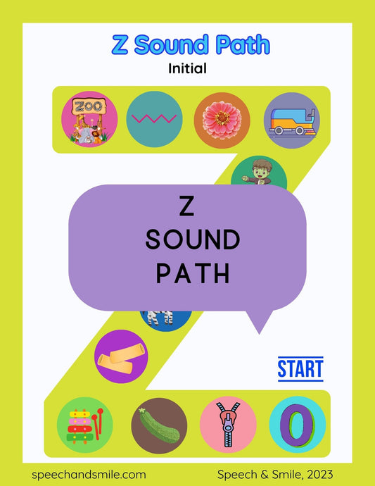 Letter Z Sound Printable Worksheet - Sound Path for Speech Therapy - Articulation Games Worksheet - Letter Z Worksheet - Z Words Speech Therapy - Speech and Smile