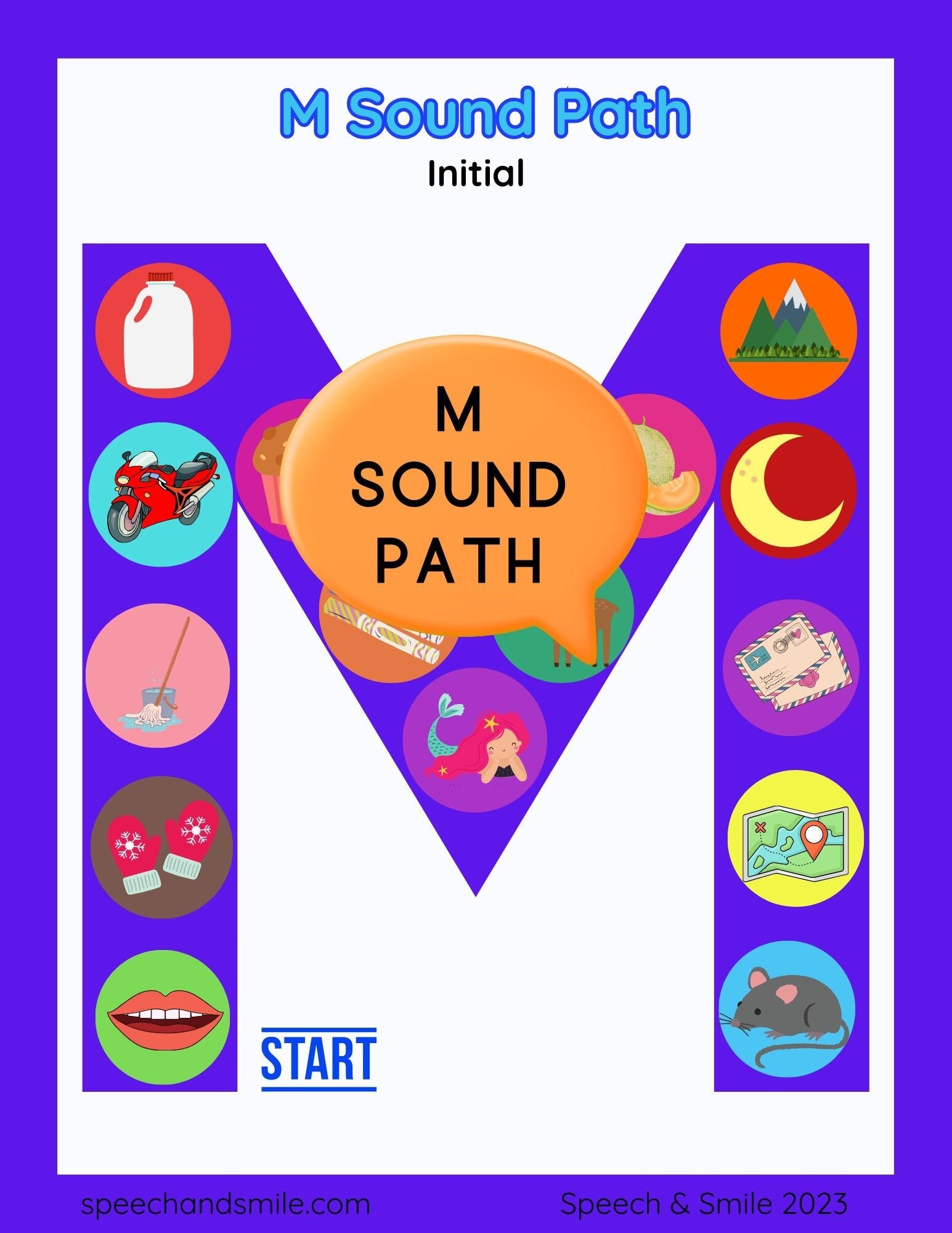 M Sound Printable Activity for Speech Therapy Articulation Games Worksheets Letter M - Speech and Smile