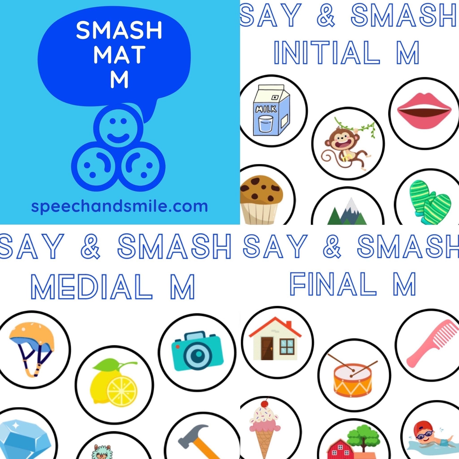 M Sound Smash Mat for Playdough - Printable Speech Therapy Materials - Speech Therapy - Speech and Smile - Speech Therapy Tools - Letter K Activity - Speech and Smile
