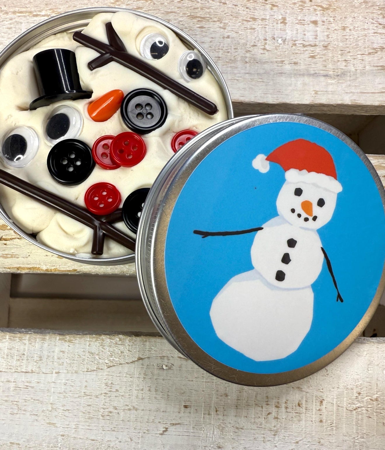 Melted Snowman Activity - Build a Snowman with Playdough and Parts - Winter Sensory Craft - Winter Trinkets - Speech and Smile