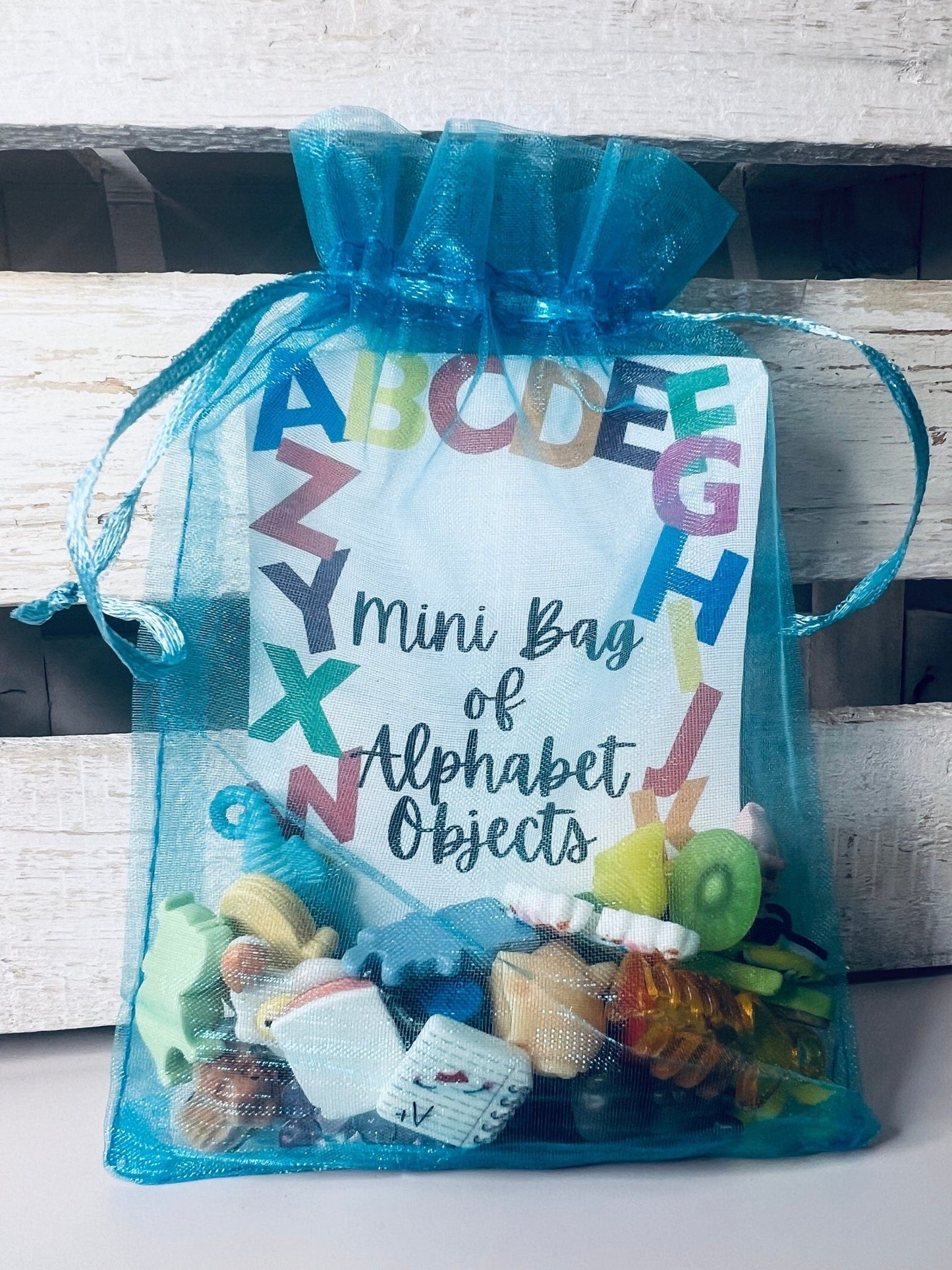 Mini Alphabet Objects with Card in Gift bag - Mini ABC Gift - Speech and Smile