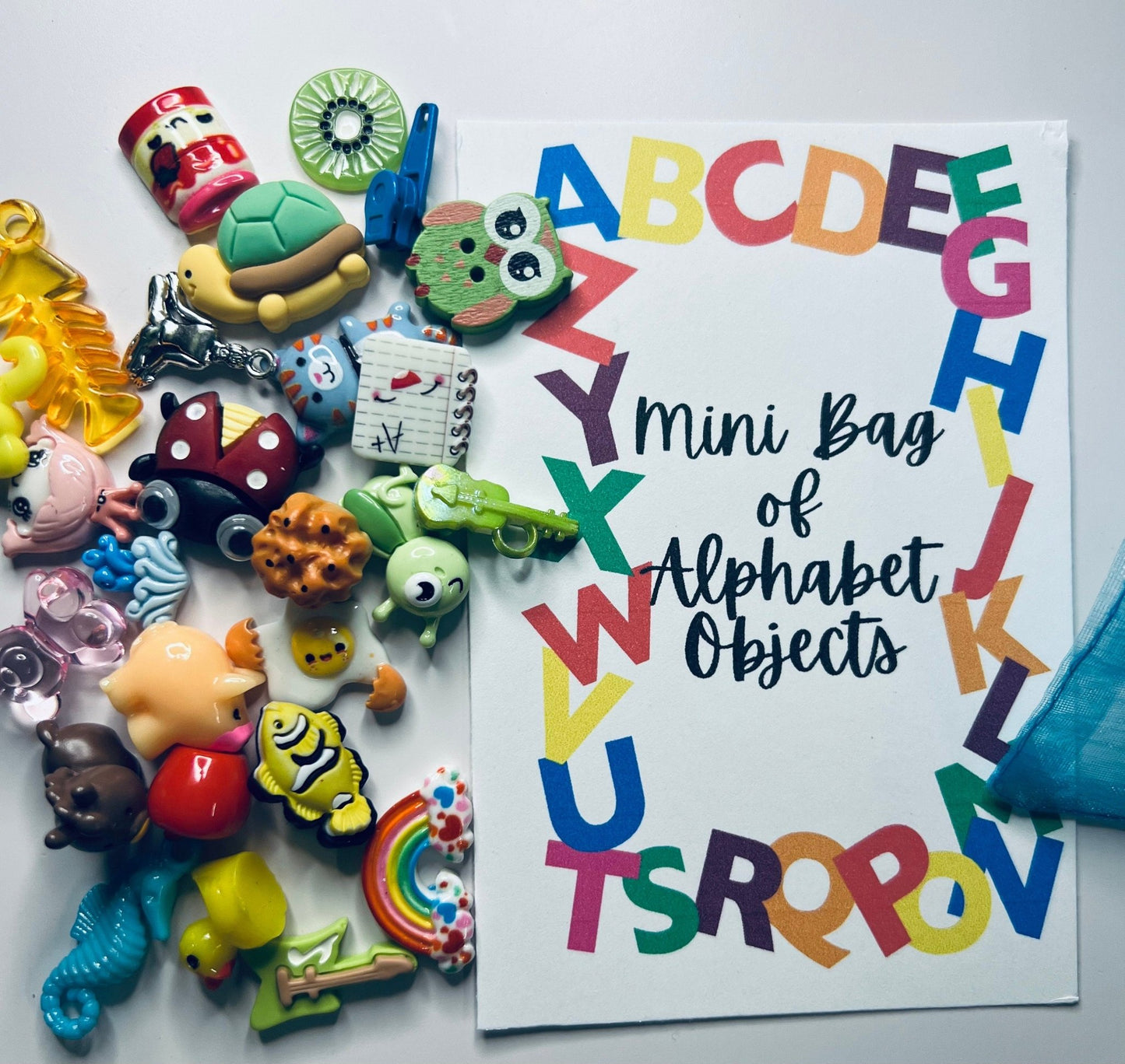 Mini Alphabet Objects with Card in Gift bag - Mini ABC Gift - Speech and Smile