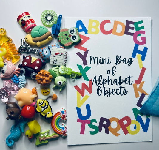 Mini Alphabet Objects with Card in Gift bag - Mini ABC Gift - Speech and Smile